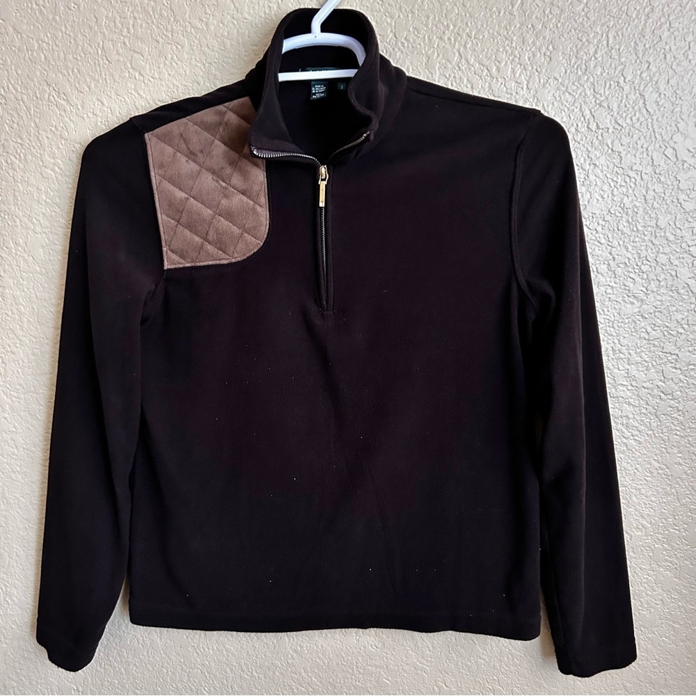 Lauren Ralph Lauren Black Quarter Zip-Up Pullover Sweater
